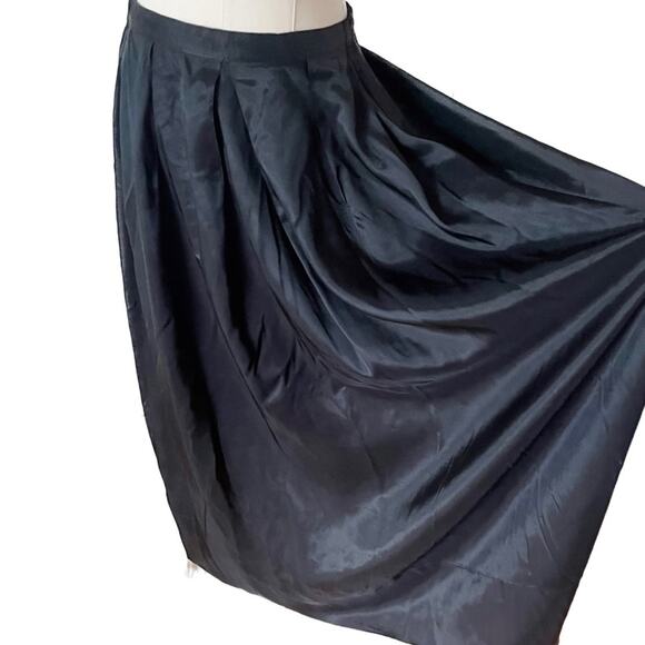 Vintage 80s black taffeta maxi skirt size medium M - Picture 5 of 8